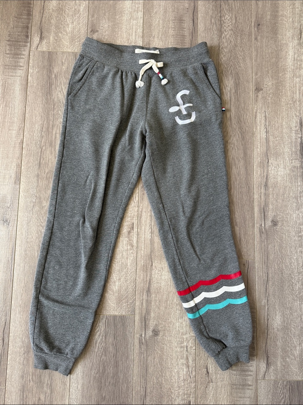 SOL Angeles Gray Logo Jogger Sweatpants Multicolor Stripe Cotton Blend S - Picture 2 of 7